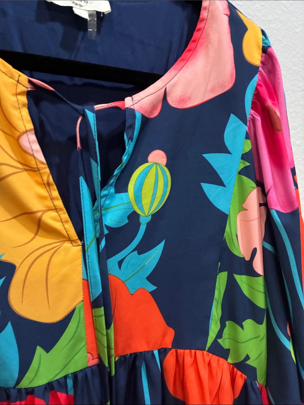 entro Navy Floral Midi Dress with Bright Multicolor Blooms - Picture 7 of 10